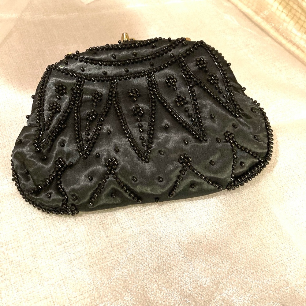 Black beaded bag, vintage